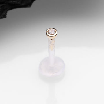 Detail View 1 of 14 Karat Gold Push-In Gem Ball Top Bio-Flex Labret-Clear Gem